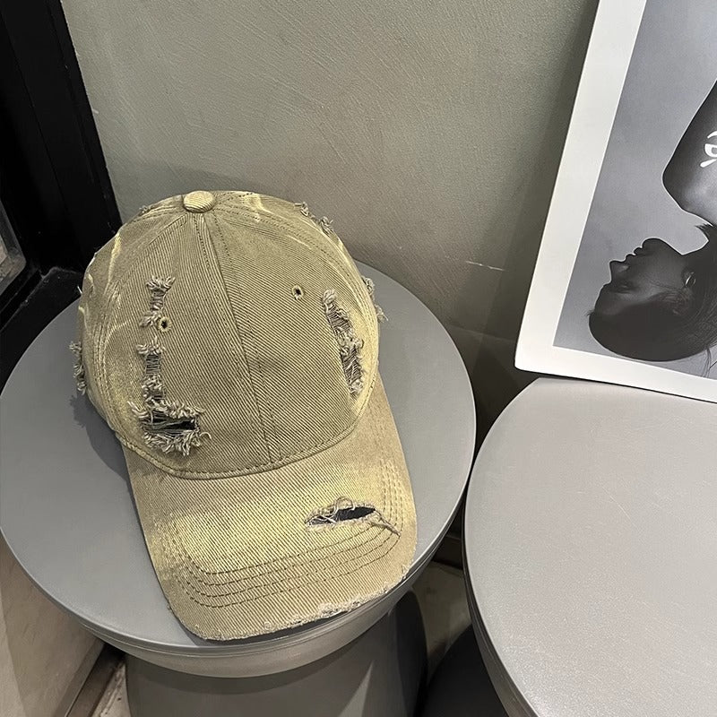 Wholesale Big Head Ware Washed Old Hole Baseball Cap Women's  All-match Showing Face Small Men's Fashion